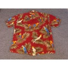 Ky s Made In Hawaii Mens Red Parrot Palm Tree Aloha Shirt Size M  1884
