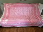 Vintage Pink White Basket Print Cotton Tablecloth Reversible 68x52 Mcm Retro 