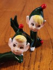 Vintage Japan Tumbling Elves Pair Ladybug Pixies Elf Figurines Christmas Mcm Vtg