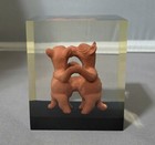 Vtg  Dancing Colima Dogs Mexican Clay Folk Art Pottery   Handmade   