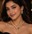 Luxury Gold-plated Blue Crystal Necklace   Earrings Jewelry Set For Women