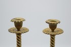 Vintage Brass Candlestick Holders Pair 10    Tall Spiral Column Ornate Floral Base