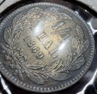 1869 A Honduras 1 2 Real Coin Km31 Xf Condition   Toning