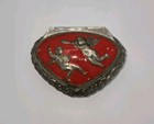 Vintage Silver Plated Red Cherub Small Jewelery Trinket Box