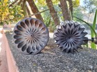 Antique Bronze Millinery Fabric Mold Press Iron Tool Large Flower Complete Rare
