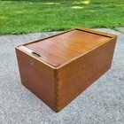 Antique Industrial Quarter Sawn Oak Stash Box With Tambor Door Opening Japan