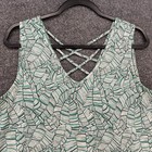 Title Nine Blouse Top Size Xl Green Leaf Print V-neck Sleeveless Casual Outdoor