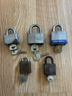 Vintage Yale   Towne Small Brass Padlock With Key-master Locks Lot Of 5