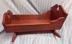 Vtg Handmade Wooden Baby Doll Cradle Rocking Crib Charming Toy