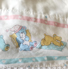 Baby Bassinet Liner Skirt White Pastel Sleeping Teddy Bears Vintage Quilted