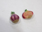 Vintage Refrigerator Magnet Lot Of 2 Fruit   Veggy Sliced Cut Red Onions