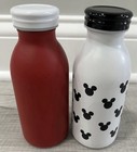 Disney Mickey Mouse Red White Stainless Steel Water Bottles 11 5 Oz Lot Of 2