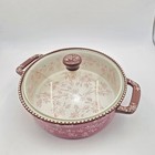 Temp-tations Floral Lace 2 0 Qt Round Baker With Glass Lid Cranberry Purple O1