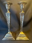 Vintage Neo Classical Silver Plate Weighted Candlestick Holders 10 In 