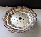 Vintage Silver Plate Butter Dish W  Pierced Drain   Lid Footed Bowl Server