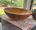 Antique Golden-toned Deep Primitive Farmhouse Wooden Hand-craft Dough Bowl 12 5 