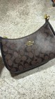 Coach Teri Shoulder Bag Signature Canvas Brown Black Cv978