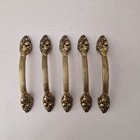 Vintage Antique Mcm Ornate Solid Brass Drawer Pulls Cabinet Door Handles  Set 5