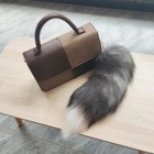 Wtgwtq Fluffy Fox Tail Fur Keychain Therian Cosplay Handbag Middling  Black 