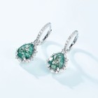 Natural Moss Agate Teardrop Hoop Earrings S925 Sterling Silver Women Gift