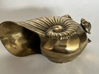 Vintage Large Solid Brass Nautilus Shell Art Deco Heavy Vase Planter 6 5 h