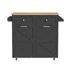 Rolling Kitchen Island Trolley Cart Storage Cabinet With 2 Drawers Rack Shelves