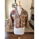 Canvasbacks Linen Patchwork Artsy Floral Cropped Blazer
