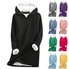 Womens Casual Winter Warm Fleece Lined Pullover Hooded Sweatshirt Tops Blouse
