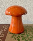 Ceramic Mushroom Shaker Large Speckle Orange Drip Glaze Vintage 1976