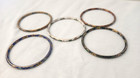 5 Cloisonne Enamel Red Black White Blue Milk Coffee Floral Bracelet Bangles 64mm