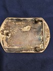 Vtg Native American Sterling Silver Belt Buckle W  Coral Red And Turquoise Inlay