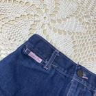 Vintage 1980s Wear Me Girls 6x Dark Wash Denim Pink Stitching Jean Skirt