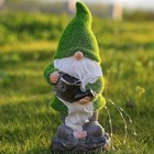 Dwarf Garden Gnome Statue Resin Gnome Kettle Decorations Yard With Solar Lights