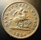 1854 Bank Of Upper Canada One Penny Bank Token 