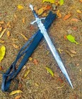36  Straight Long Viking Sword   Handmade Carbon Steel Blade   Hunting   Camping