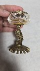 Vintage Celeste Bohemia Glass Cherub Salt Cellar Footed Gold Tone Czechoslovakia