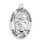 925 Sterling Silver Saint Christopher Pendant Medal Necklace With Chain   Box