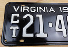 Vintage Original 1966 Virginia License Plate Tag  ct21-400