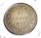 1872 H Newfoundland 20 Cents Silver Coin-mintage 90 000-very Nice Vf-xf
