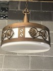 Vintage Mcm Large Heavy 3 Light Hanging Ceiling Light Fixture For Rewire