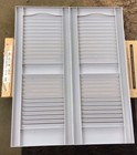 Mid America Louvered Plastic Outdoor Window Shutters 14-1 2 X 36 Gray Pair