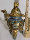 Vtg Chinese Cloisonne Incense Burner Lion Top 6 1 2  Tall Previous To 1960 s