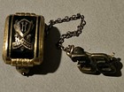 Vintage Gold High School Class Black Enameled Lapel Pin With Chain 1938