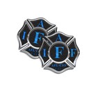 Iaff Sticker Decals 4 Pack Firefighter Int l Maltese Cross Black Blue 3  Wide