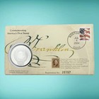 Ben Franklin  5 Dollar Silver Clad Coin First Postal Stamp 2004 Cook Islands Fdc