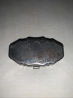 Vintage Starburst Pill Box Case Oval Silver Tone Hinged Trinket