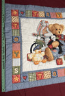 Quilted Blue Jean Teddy Bear Toys Blocks Quilt Baby Crib Blanket