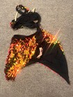 Orange Sequin One Piece Teenage Girls Dance Costume Large With Hair Accessory