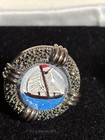 Vintage Judith Jack Marcasite Sterling Silver Nautical Sailboat Cuff Links