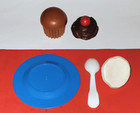 Vtg Fisher Price Fun With Food Yummy Dessert Lot Ice Cream   Cupcake Plate Spoon
